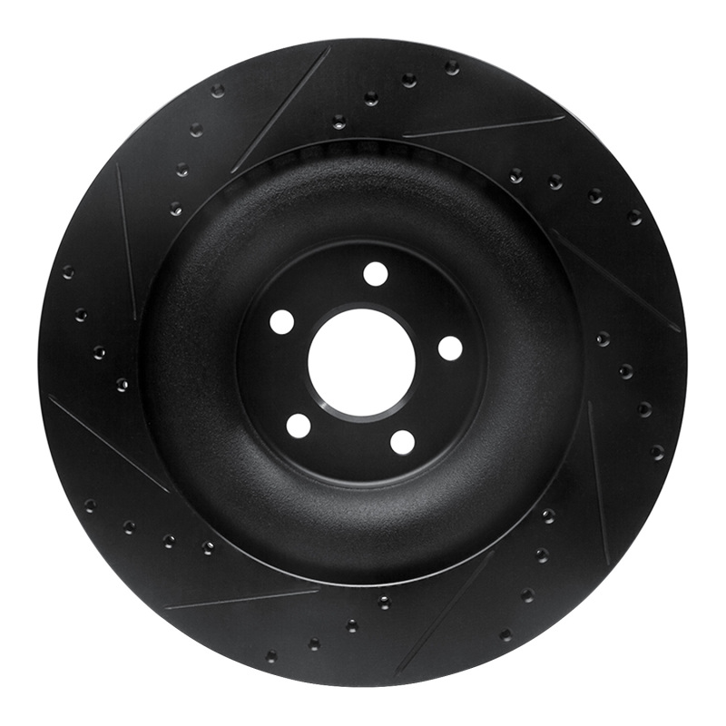 Jaguar XFR-S Brake Rotor (1) - Rear Right - R1 Concepts - Drilled & Slotted - Black - `10-`24